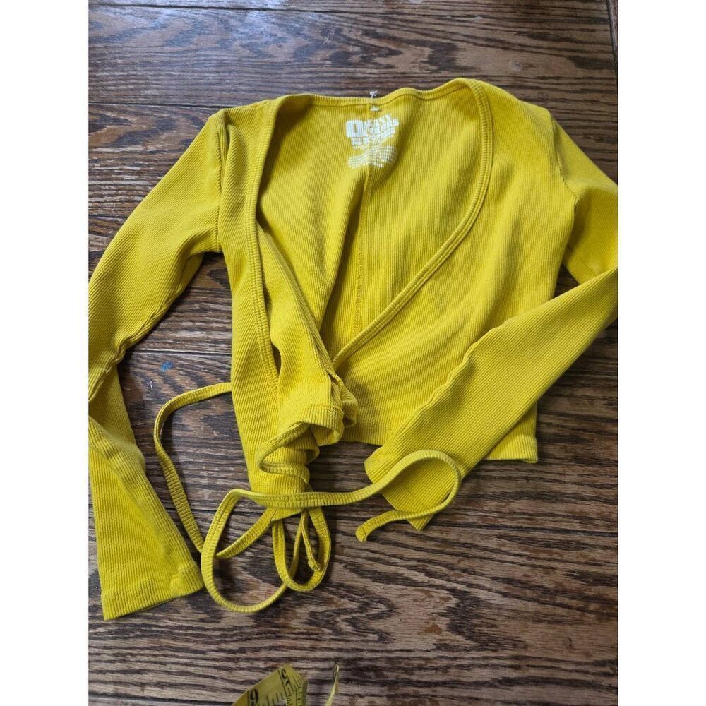 Big bud press yellow long sleeve wrap top sz XP